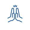 Ein Icon symbolisiert mit zwei Händen, die ineinander klatschen, Teamwork.