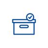 Ein Icon symbolisiert eine REISSWOLF Archivbox mit einem Häkchen. 